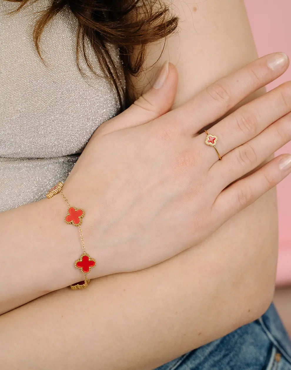 Lucky Four Leaf Clover Charm Bracelet
