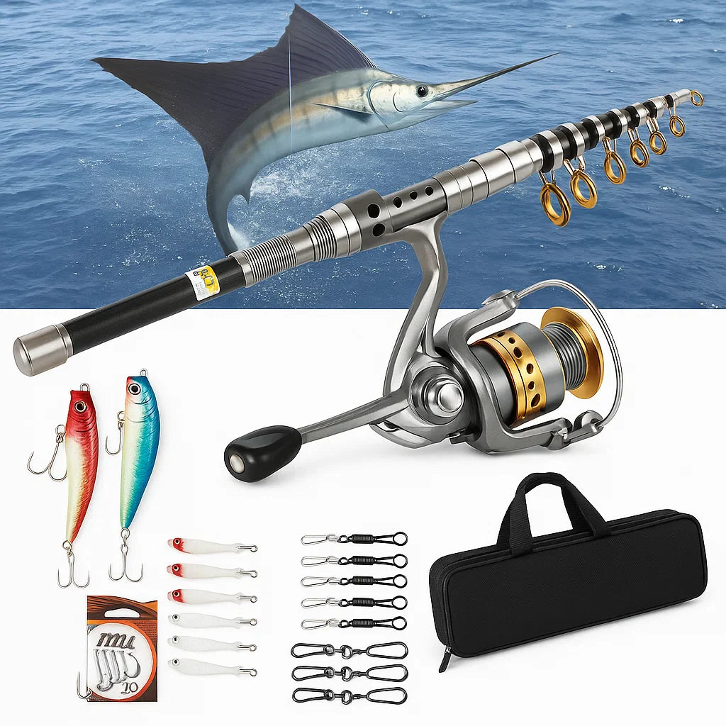 Portable Collapsible Fishing Rod and Reel Set - Halri