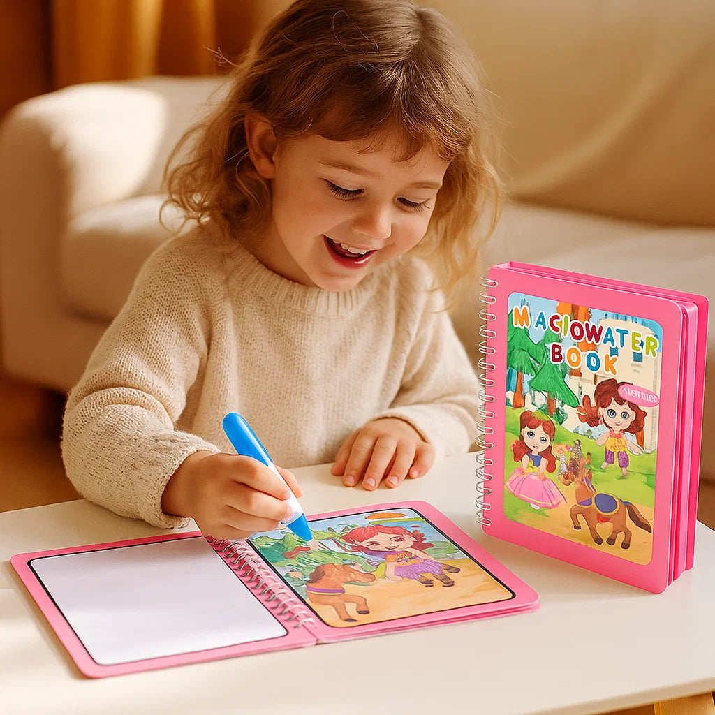 Colorful Kids Watercolor Painting Book Set with Brush