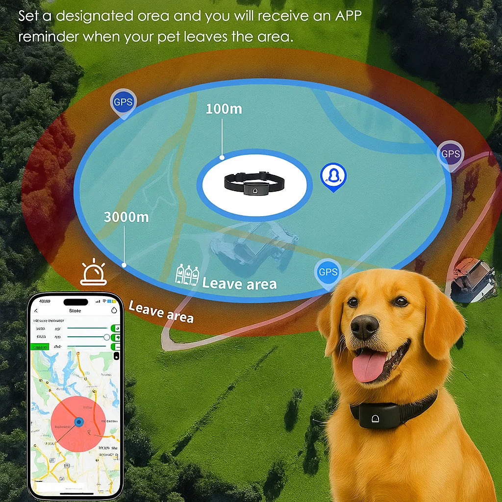 Pet GPS Tracking Collar with Real Time Location Alerts