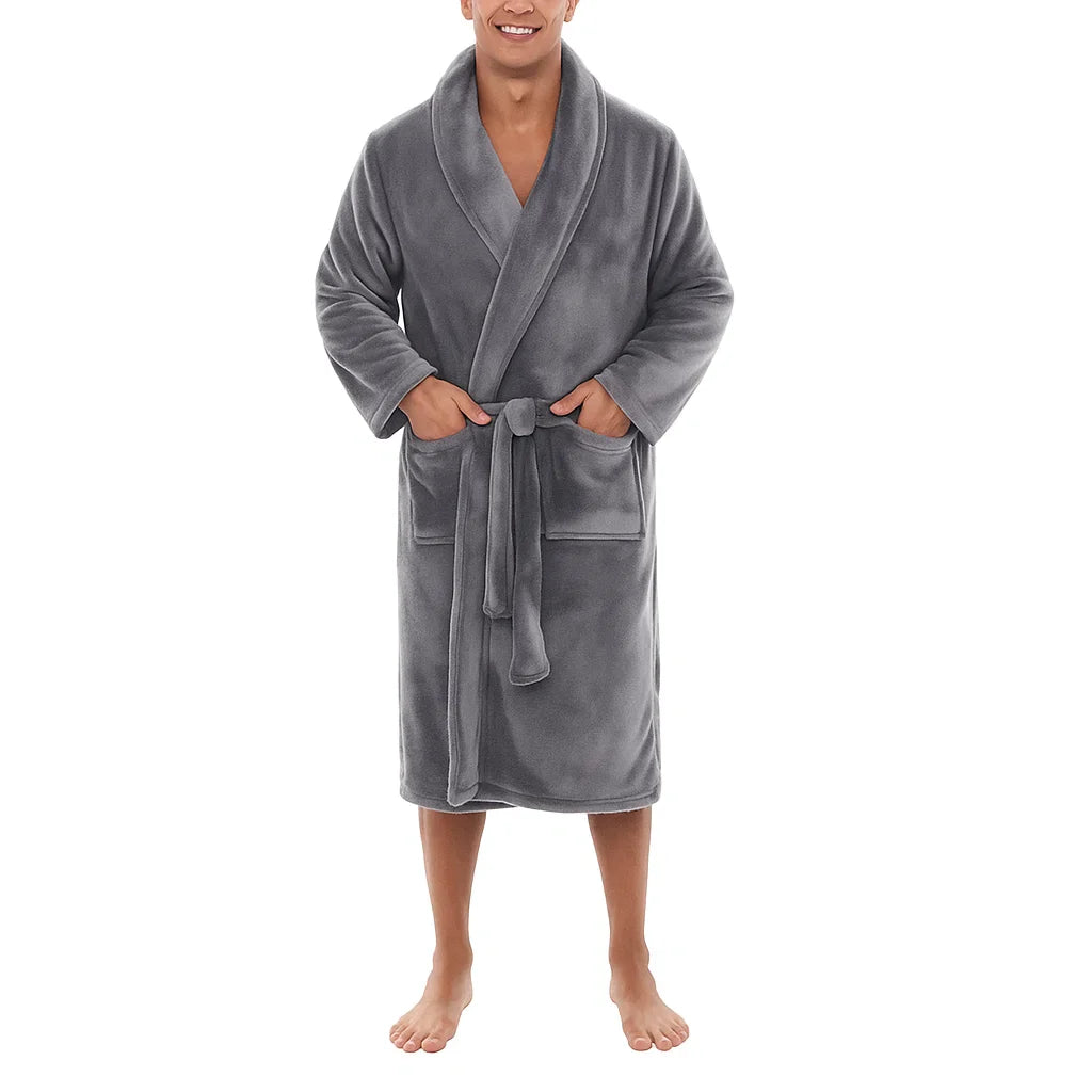 Soft Plush Bathrobe for Men with Pockets - Halri