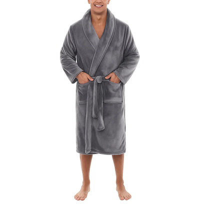 Soft Plush Bathrobe for Men with Pockets - Halri