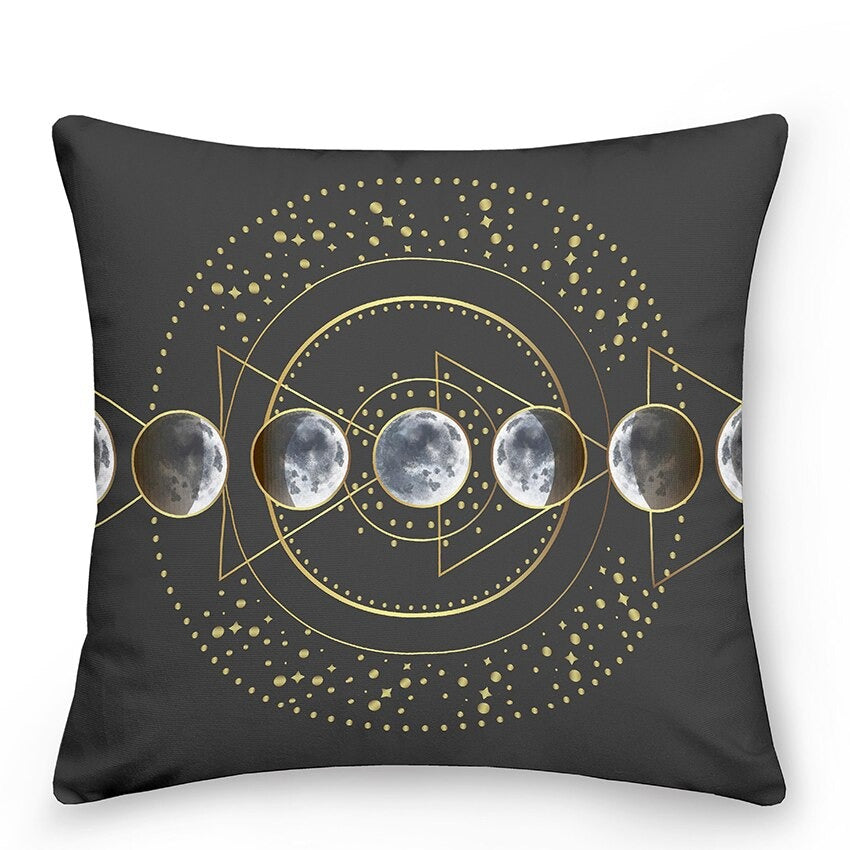 Colorful Astrology Sun Moon Throw Pillows