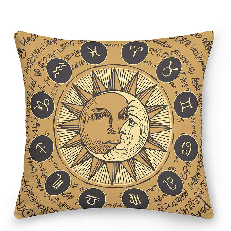 Colorful Astrology Sun Moon Throw Pillows