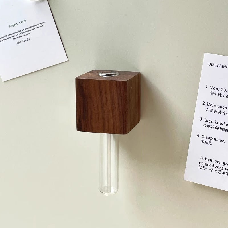 Small Wooden Magnetic Flower Vase