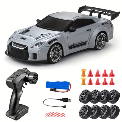 Fast 1:24 RC Drift Car with LED Lights – Rechargeable 4WD Toy - Halri