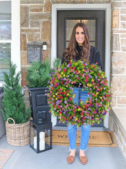 Beautiful Spring Floral Door Wreath Decor - Halri