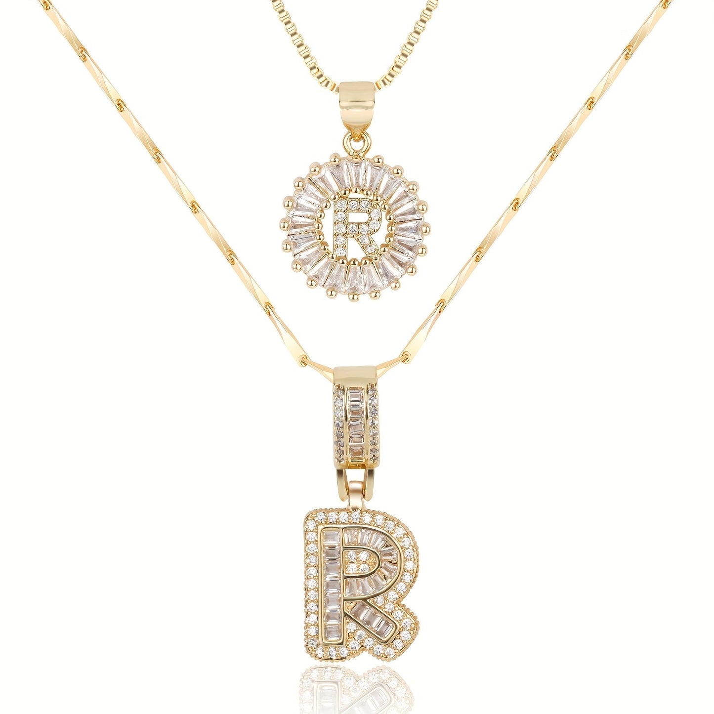 Personalized 14k Gold Initial Diamond Pendants