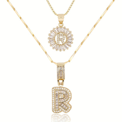 Personalized 14k Gold Initial Diamond Pendants