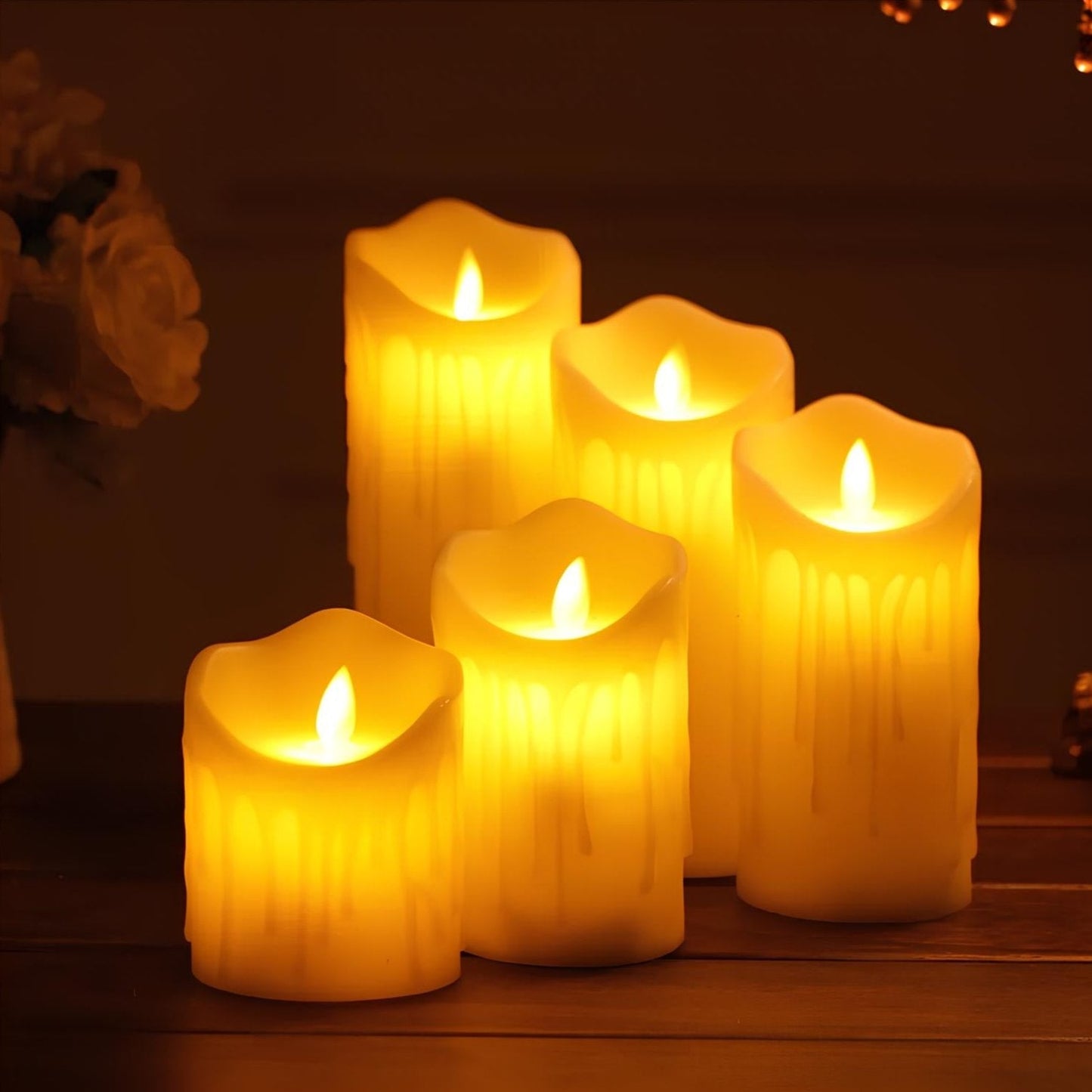 Warm LED Flickering Candle Set