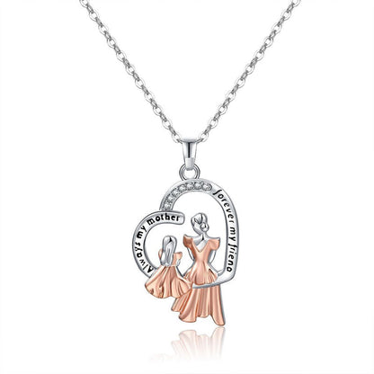Lovely Mom Daughter Heart Necklace