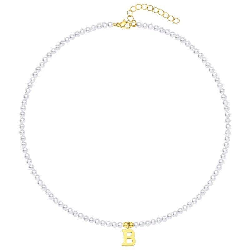 Luxurious Gold Pearl Monogram Necklace