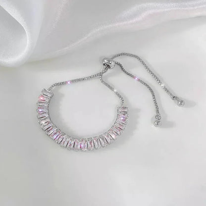 Sparkling Crystal Silver Tennis Arm Band