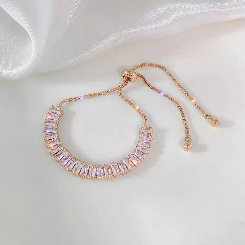 Sparkling Crystal Silver Tennis Arm Band - Halri