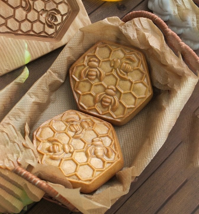 Wooden Cookie Cutter Set with Engraved Designs