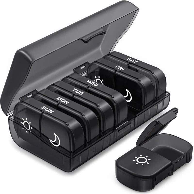 Daily Pill Box - Portable, Extra Large, BPA Free - Halri