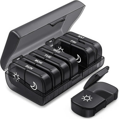 Daily Pill Box - Portable, Extra Large, BPA Free - Halri