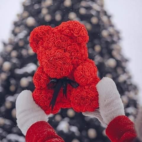 Romantic Rose Teddy Bear | 9" Luxurious Red Bear - Until Times Up