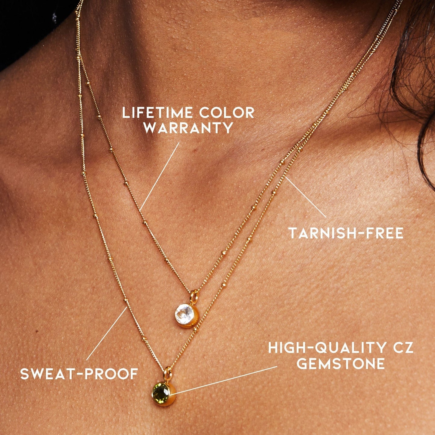 Gemstone Drop Pendant Necklace