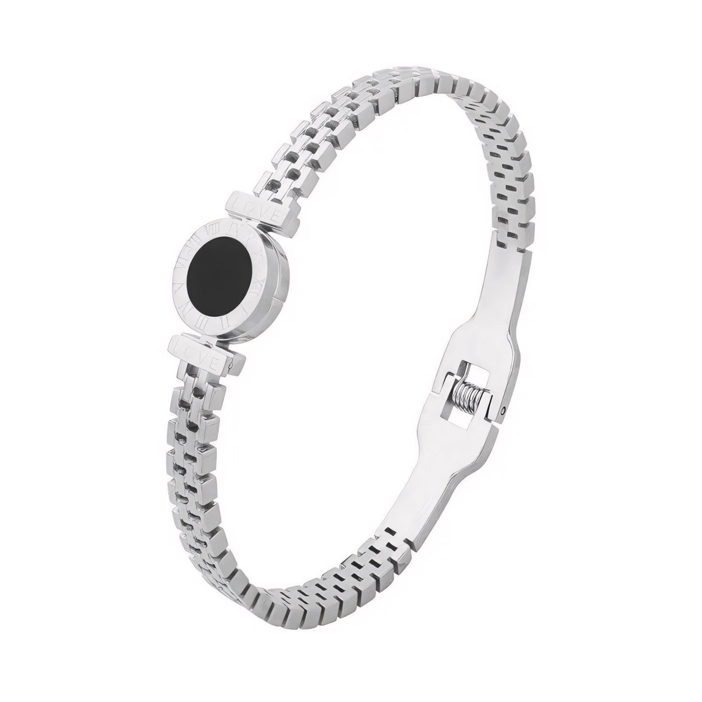 Elegant Black Roman Numeral Bangle Bracelet