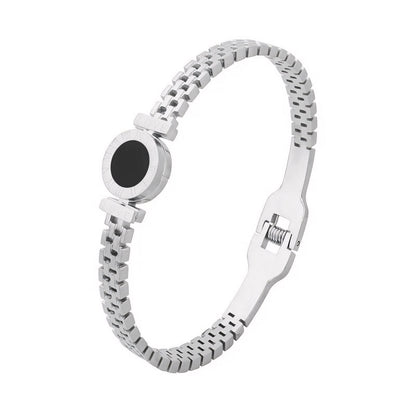 Elegant Black Roman Numeral Bangle Bracelet