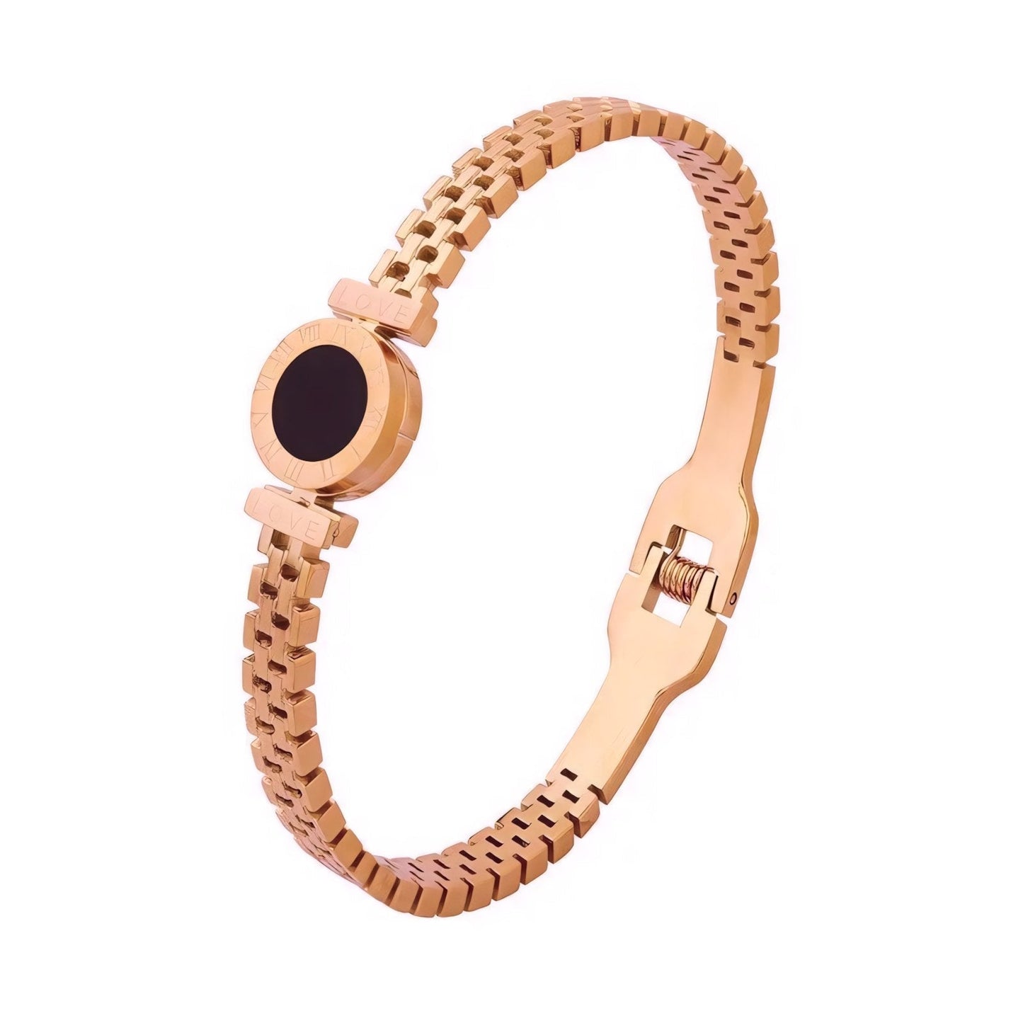 Elegant Black Roman Numeral Bangle Bracelet