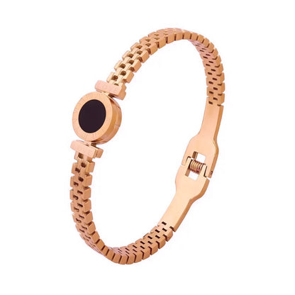 Elegant Black Roman Numeral Bangle Bracelet