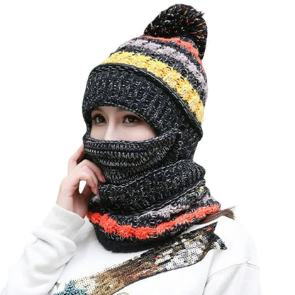 Warm Knit Beanie Scarf Set with Soft Lining