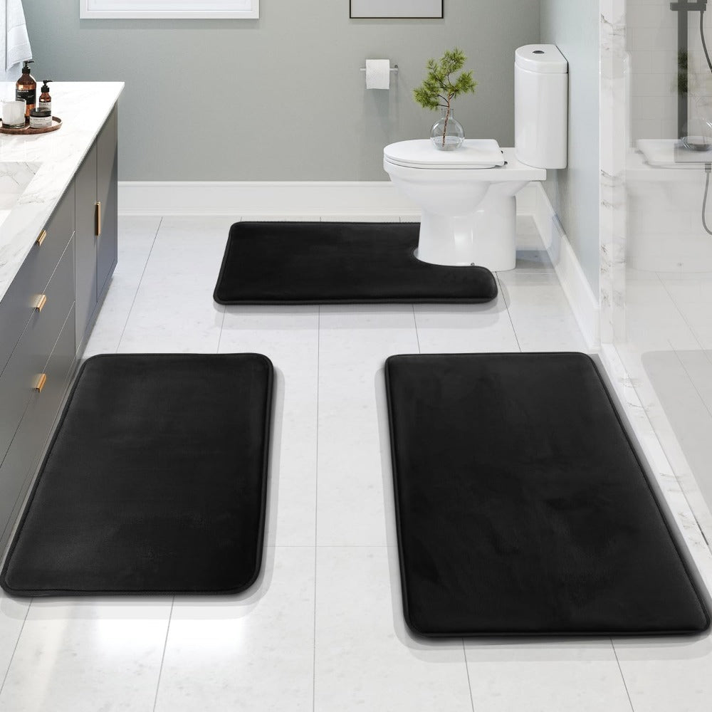 Plush Memory Foam Bathroom Mat Set - 3 Piece Comfort Set