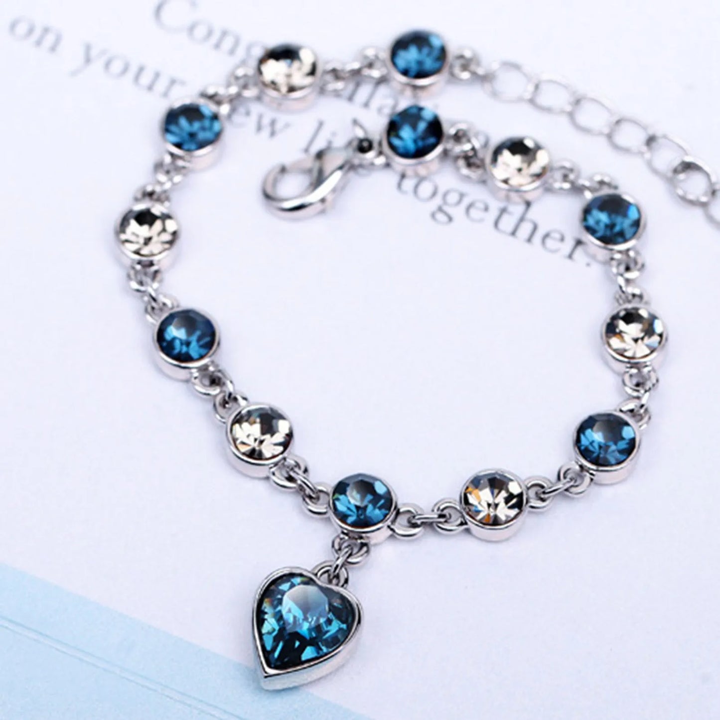 Sparkling Ocean Crystal Charm Bracelet