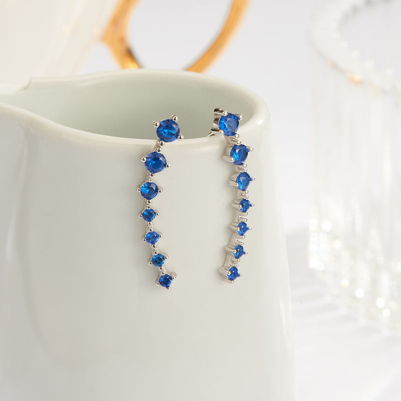 Luxurious Sparkling Zircon Silver Stud Earrings