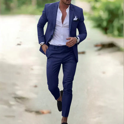 Men's Breathable Summer Suit - 2 Piece Slim Fit Jacket - Halri