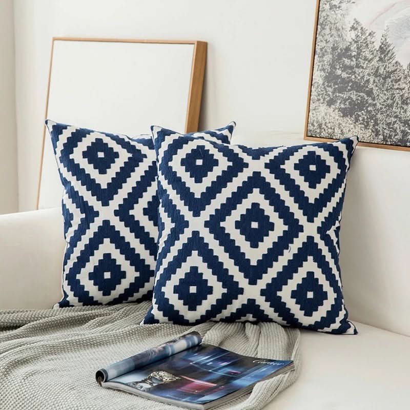 Navy Floral Accent Throw Pillow Cover