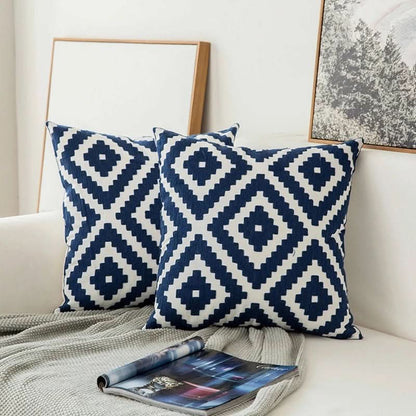 Navy Floral Accent Throw Pillow Cover