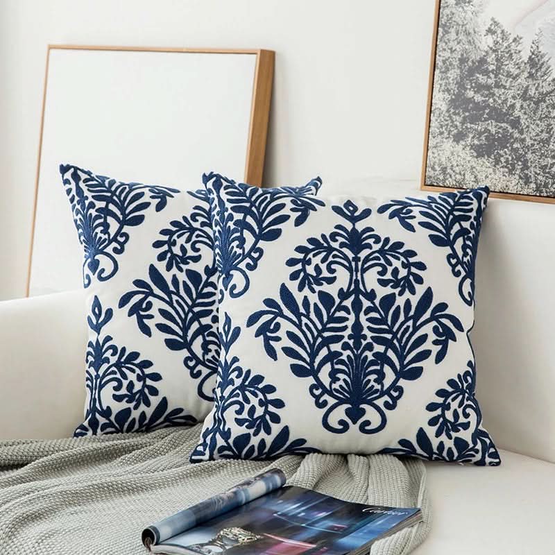Navy Floral Accent Throw Pillow Cover