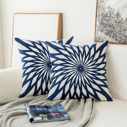 Navy Floral Accent Throw Pillow Cover - Halri