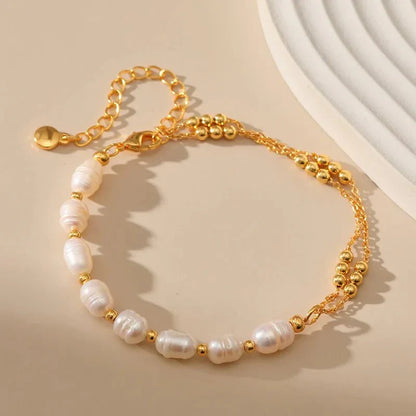 Chic Gold Pearl Beaded Bracelet