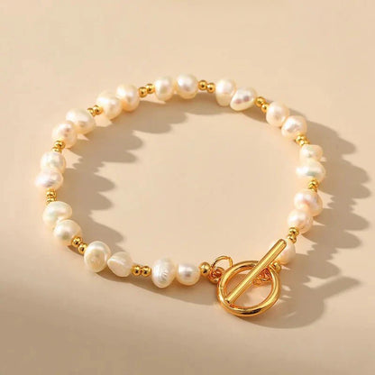 Chic Gold Pearl Beaded Bracelet - Halri