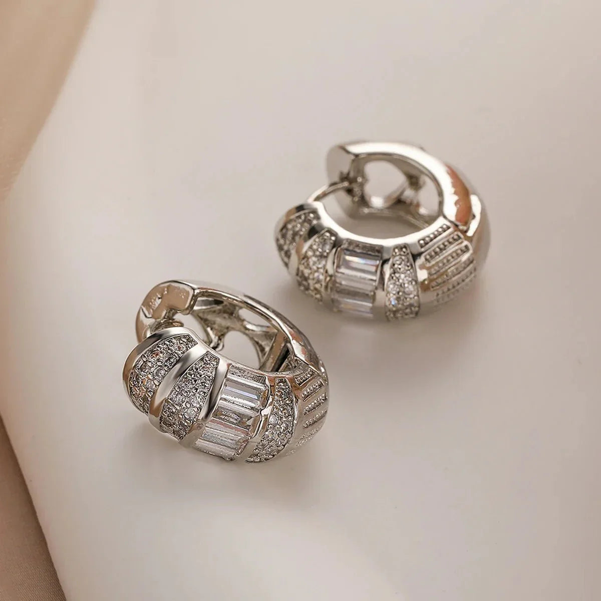 Halri | Chic French Diamond Drop Hoop Earrings