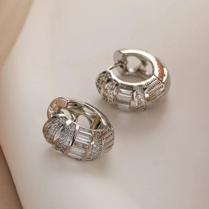 Halri | Chic French Diamond Drop Hoop Earrings