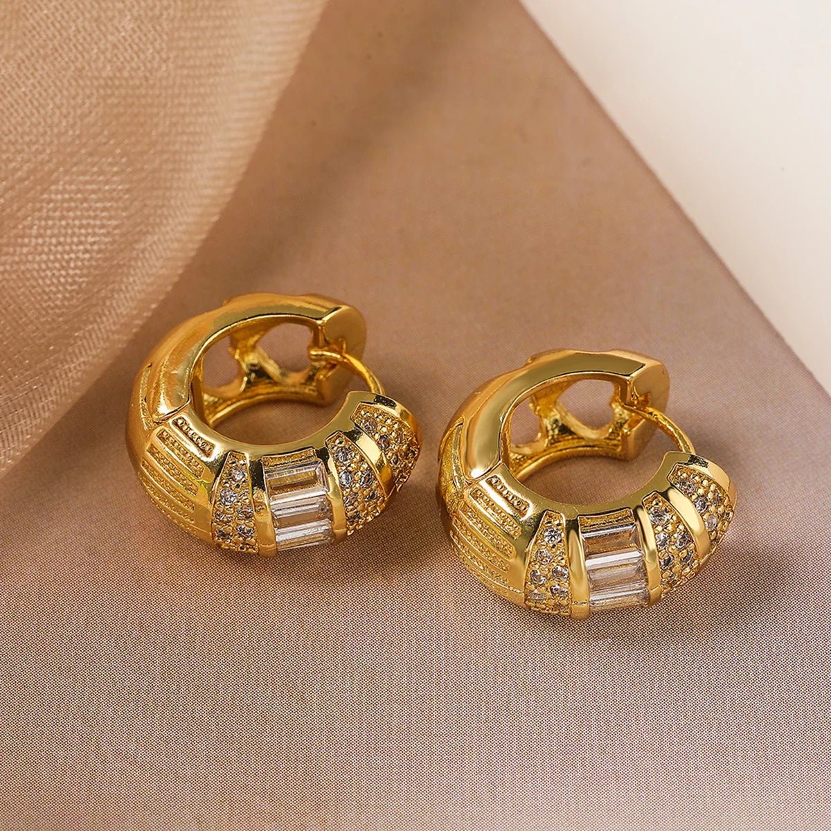 Halri | Chic French Diamond Drop Hoop Earrings - Halri