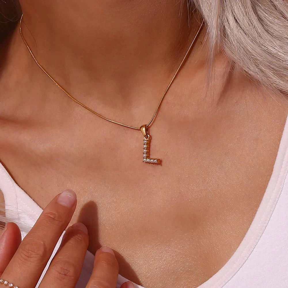 Large Pearl Monogram Necklace - Halri