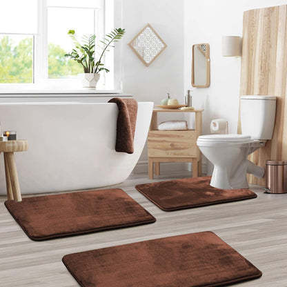 Plush Memory Foam Bathroom Mat Set - 3 Piece Comfort Set