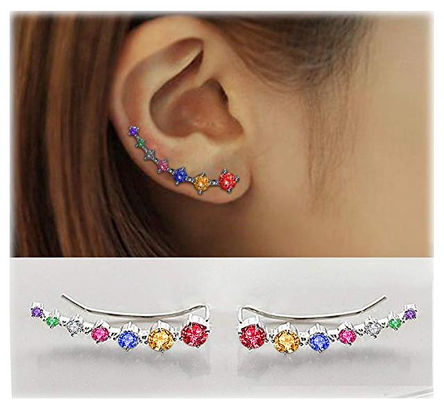 Luxurious Sparkling Zircon Silver Stud Earrings