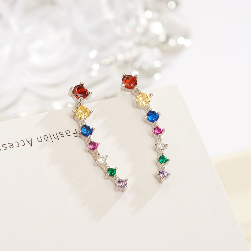 Luxurious Sparkling Zircon Silver Stud Earrings