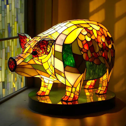 Colorful Animal Desk Lamp – Stained Glass Table Light