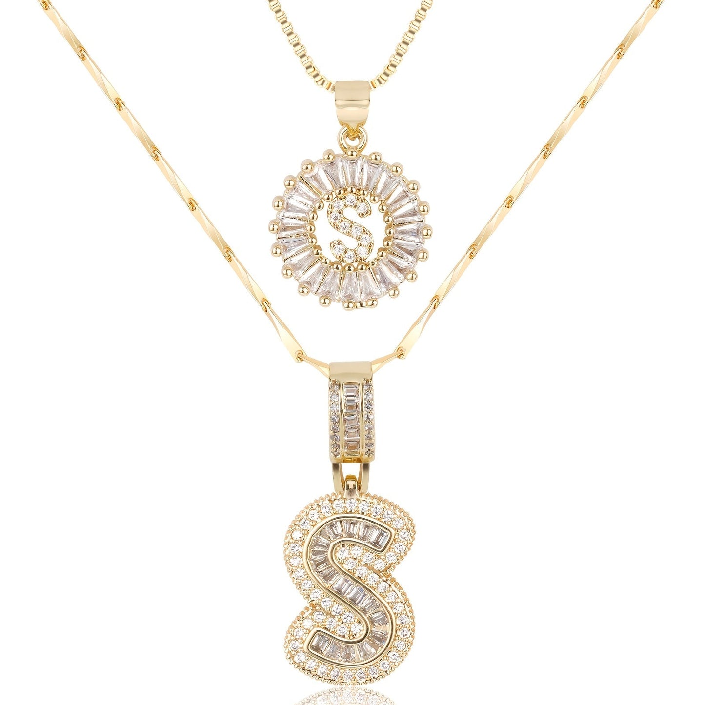 Personalized 14k Gold Initial Diamond Pendants