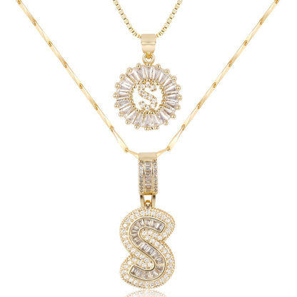Personalized 14k Gold Initial Diamond Pendants