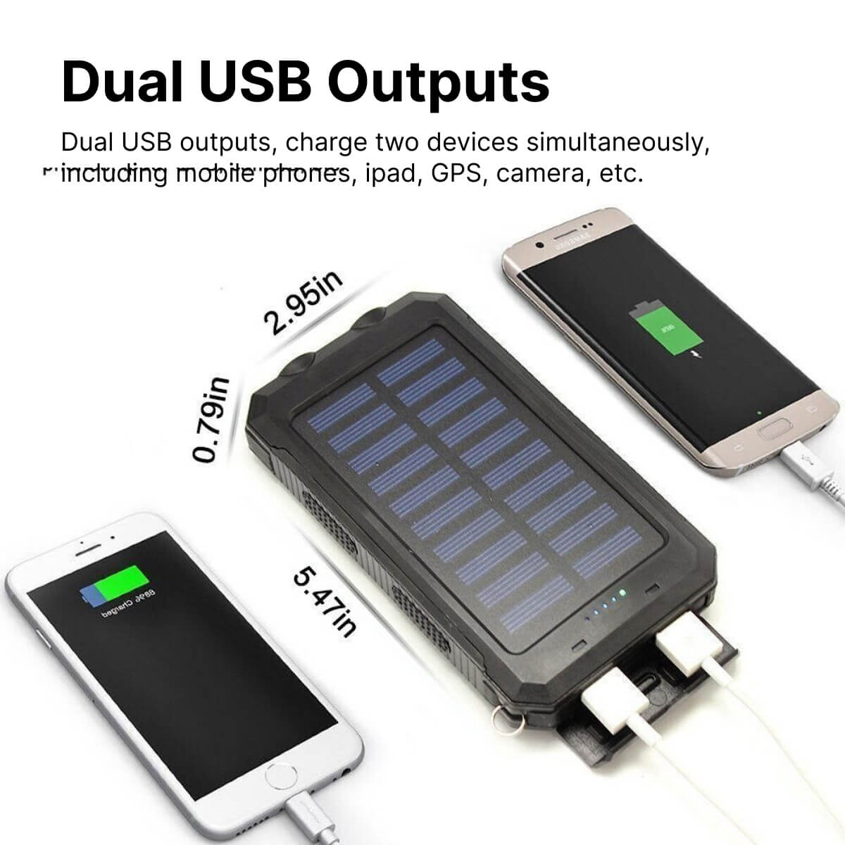 High Capacity Solar Power Bank, Waterproof Portable Charger
