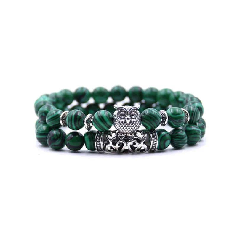 Nature Inspired Owl Bead Stone Bracelet